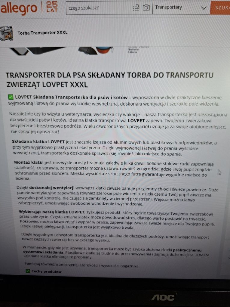 Tanio Transporter dla psa składany przenośny LovPet  średni