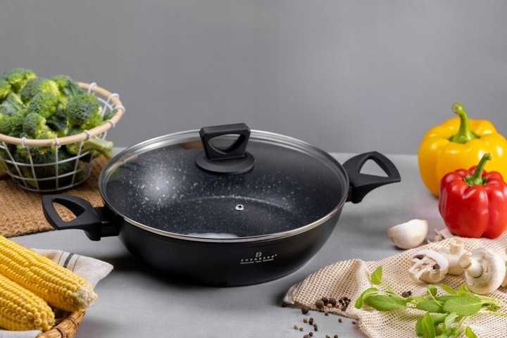 Niski GARNEK GŁĘBOKA PATELNIA Powłoka Marmurkowa 28cm. / 3,7L EDENBERG