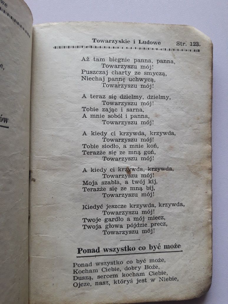 Przedwojenne pieśni religijne narodowe wychodźcze towarzyskie 1935r