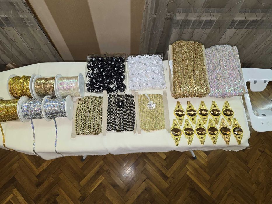 Фабричный Сирийский Шифон,расшитый паетками,лайкра,фурнитура