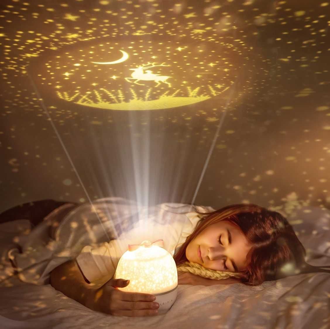 Projektor Nocny LED z Lampką i Efektami Świetlnymi – WH-E16