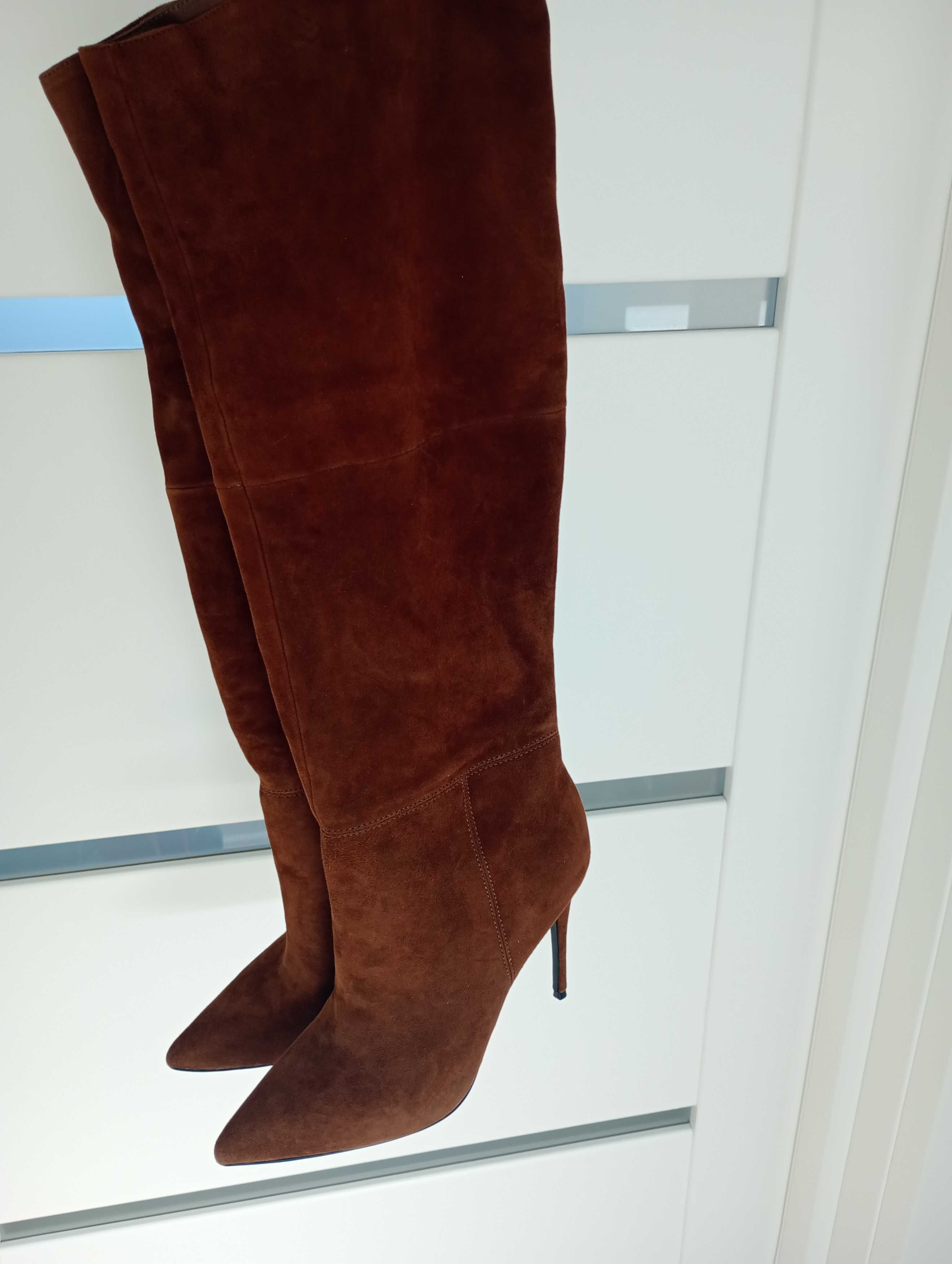 Kozaki r.41 Steve Madden #brązowe szpilki #skóra zamsz #piękne