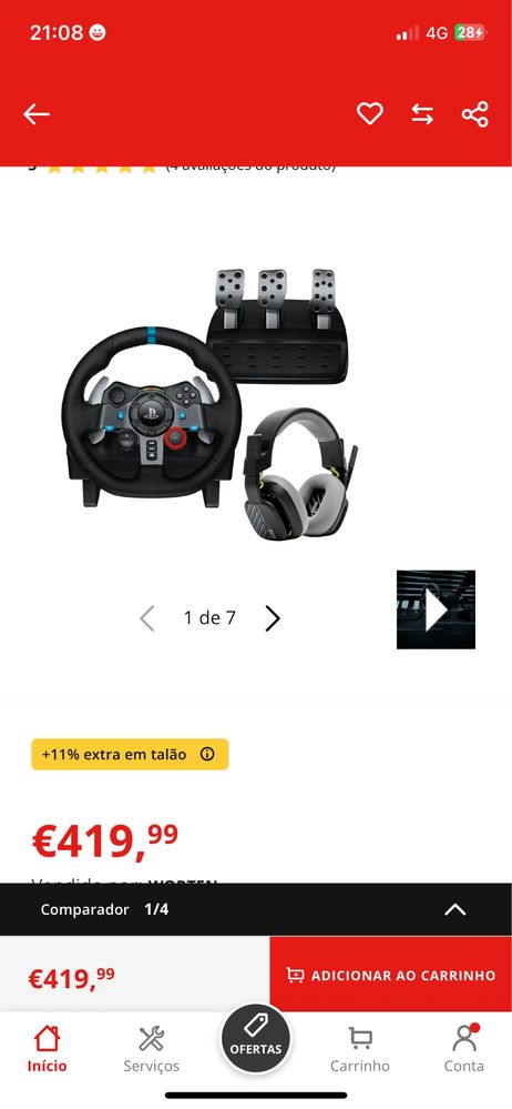 Bundle LOGITECH Volante G29 Driving Force + Headset Astro Gaming A10
