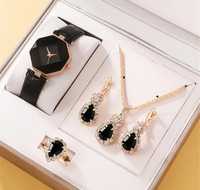 Nowy zestaw prezentowy zegarek damski i biżuteria naszyjnik kolczyki p
