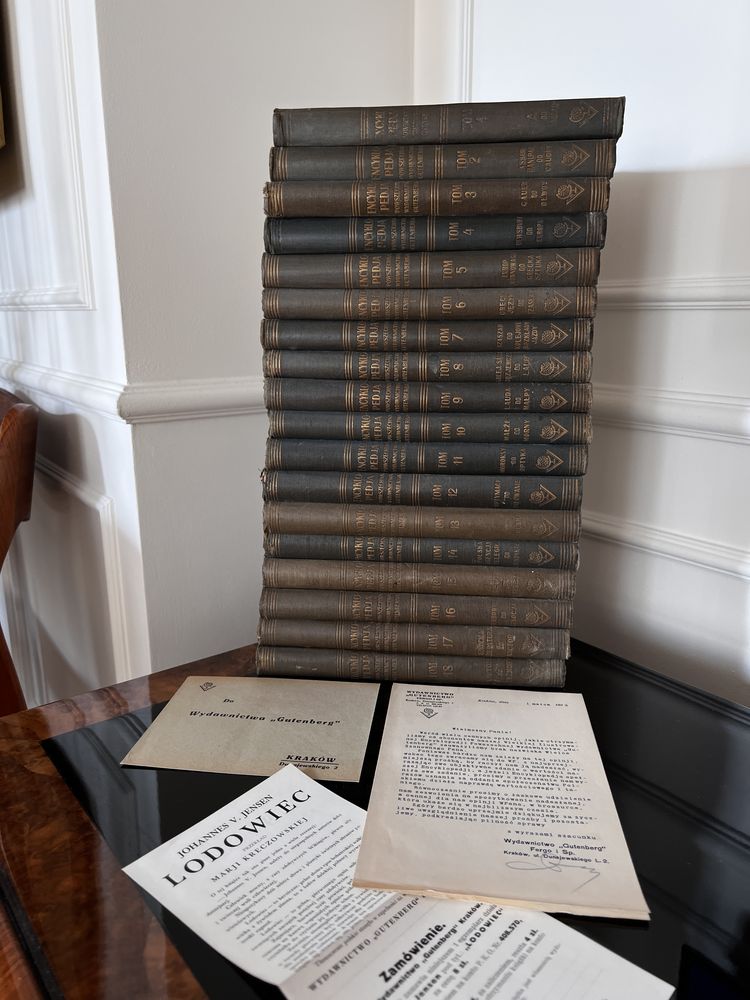 Encyklopedia encykopedja Powszechna Gutenberga 18 tomów 1930 vintage