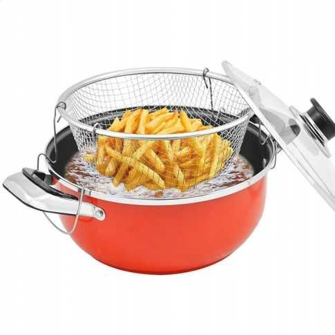 GARNEK z sitkiem do smażenia FRYTEK makaronu frytkownica
