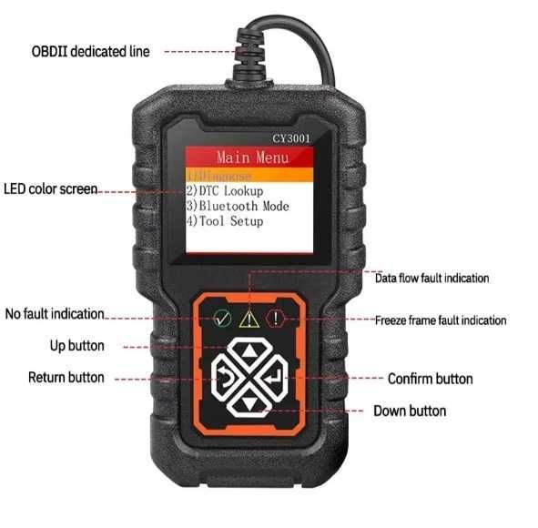 Автосканер CY3001 OBD2, діагностика двигуна, зчитувач кодів