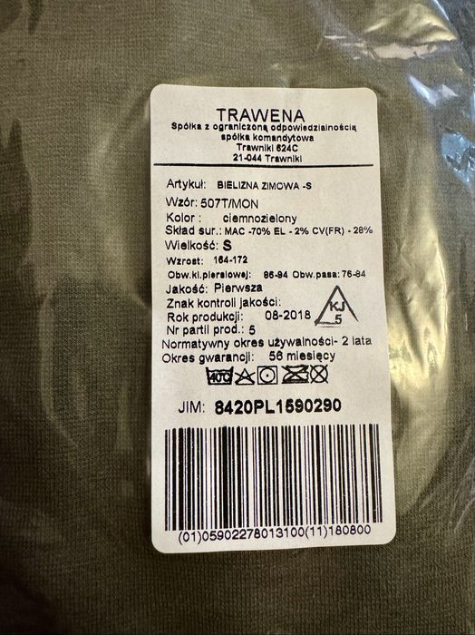 Bielizna zimowa MON wzór: 507T, rozmiar: S