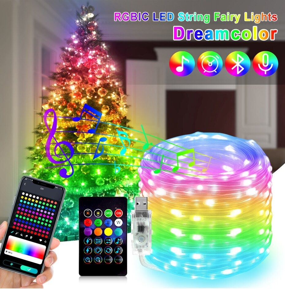 Led гирлянда светодиодная 2,5,10,20м на USB+батарейки,пульт ДУ, смарт