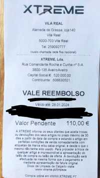 Vale loja XTREME 110€