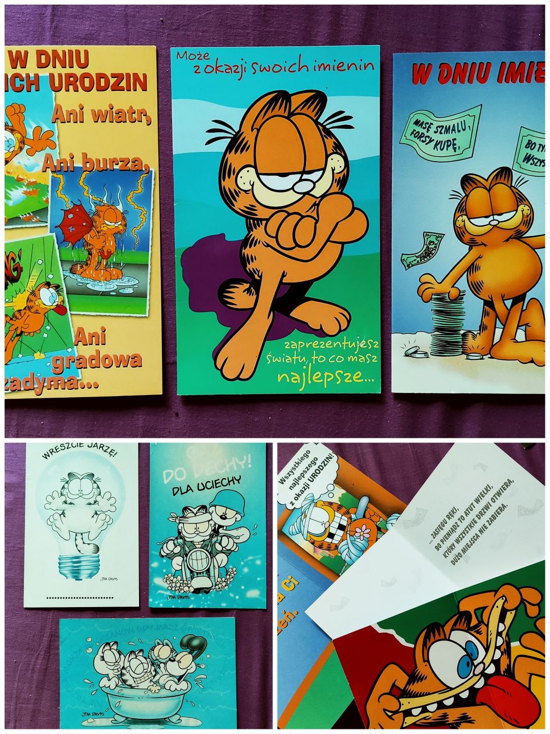 6 kartek pocztowych z Garfieldem bez obiegu, czyste