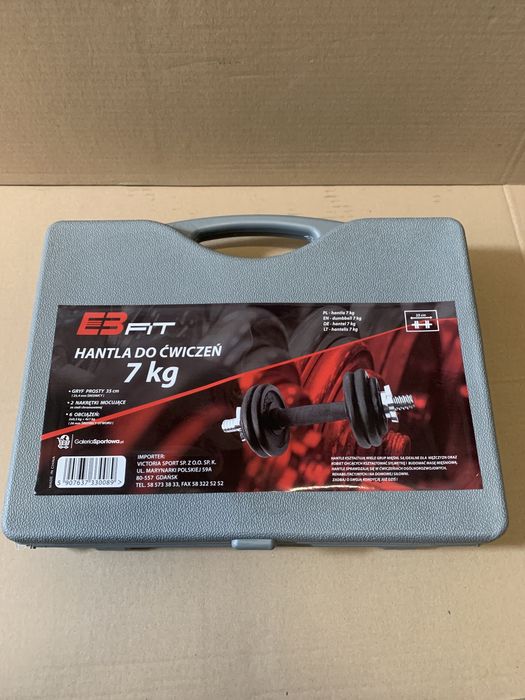 Zestaw hantli żeliwnych 2x7 + walizka