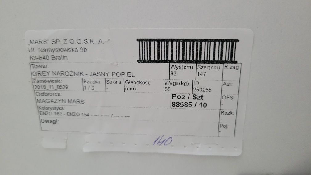 Narożnik z funkcją spania, pojemnik na pościel
