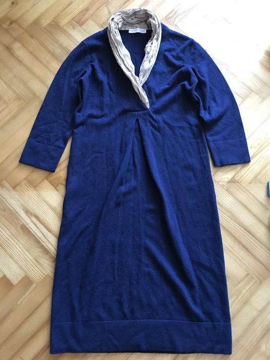 Fabiana filippi-шерстяное платье с шелковым воротником! р.-38