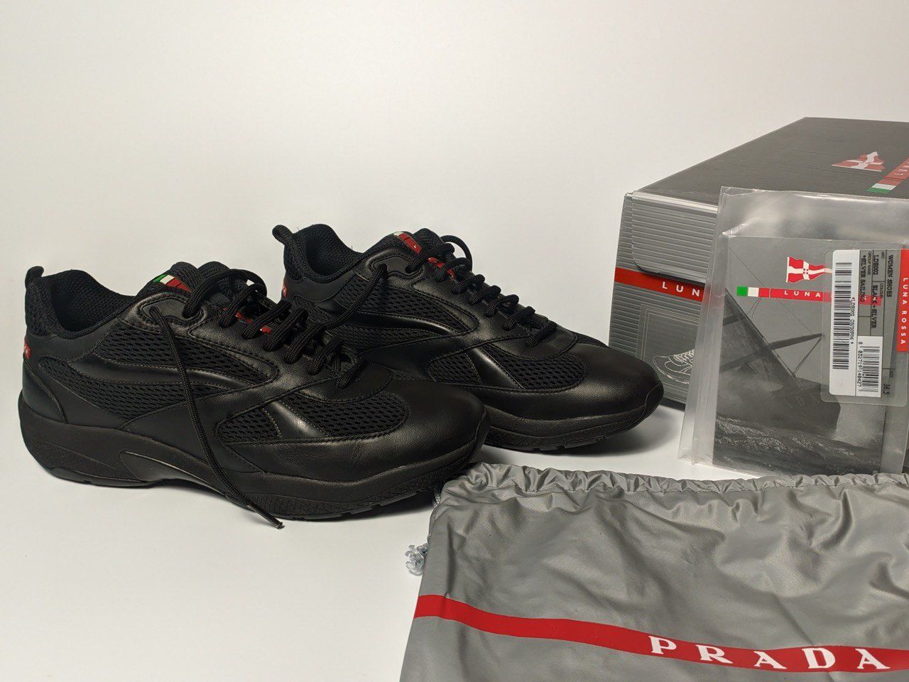 Кросівки Prada Archive Luna Rossa all black Avangard Sneakers