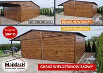 Duży Garaż Blaszany ZŁOTY DĄB-DREWNOPODOBNY Garaże Blaszane -Maj-Blach