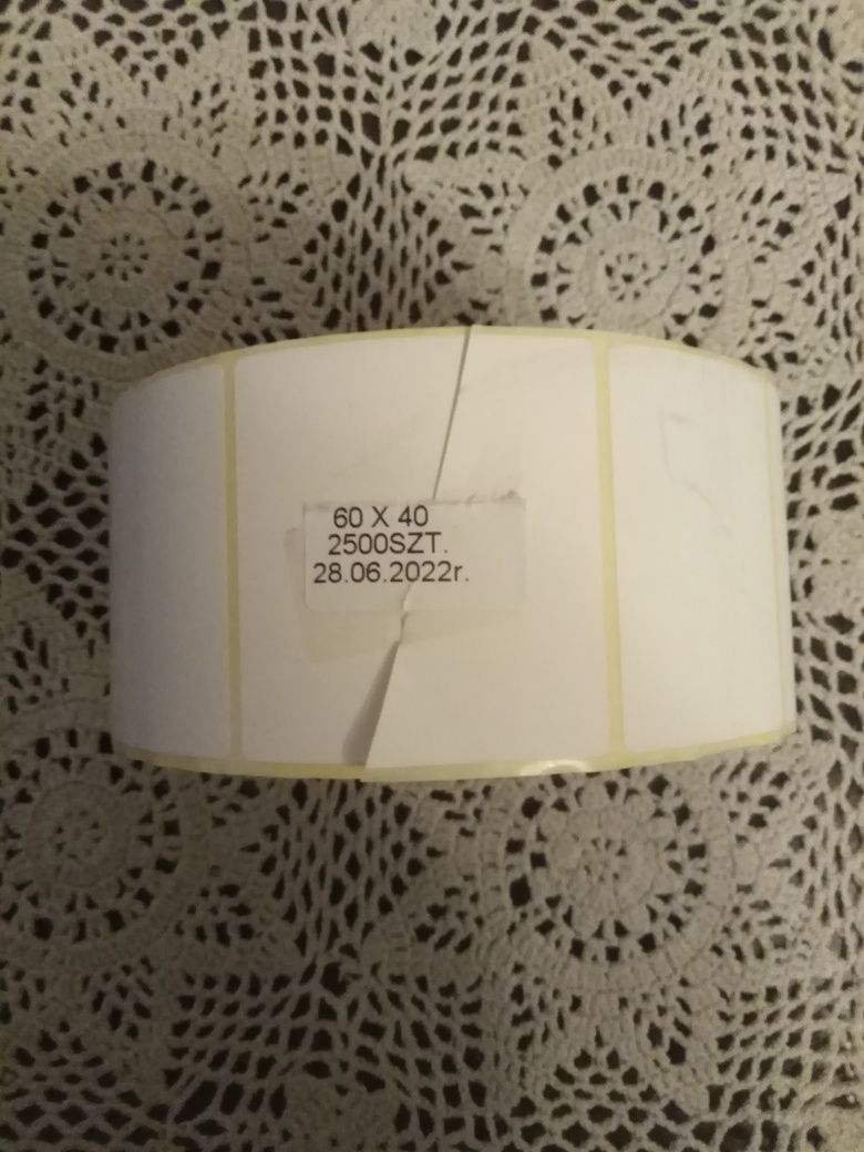 Etykiety termiczne samoprzylepne białe  60x40  2500 sztuk  ZEBRA