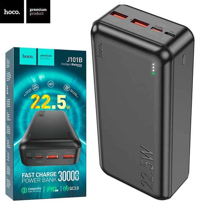 Повербанк 30000 Hoco J101B 22.5w 5А power bank зарядка смартфон роутер