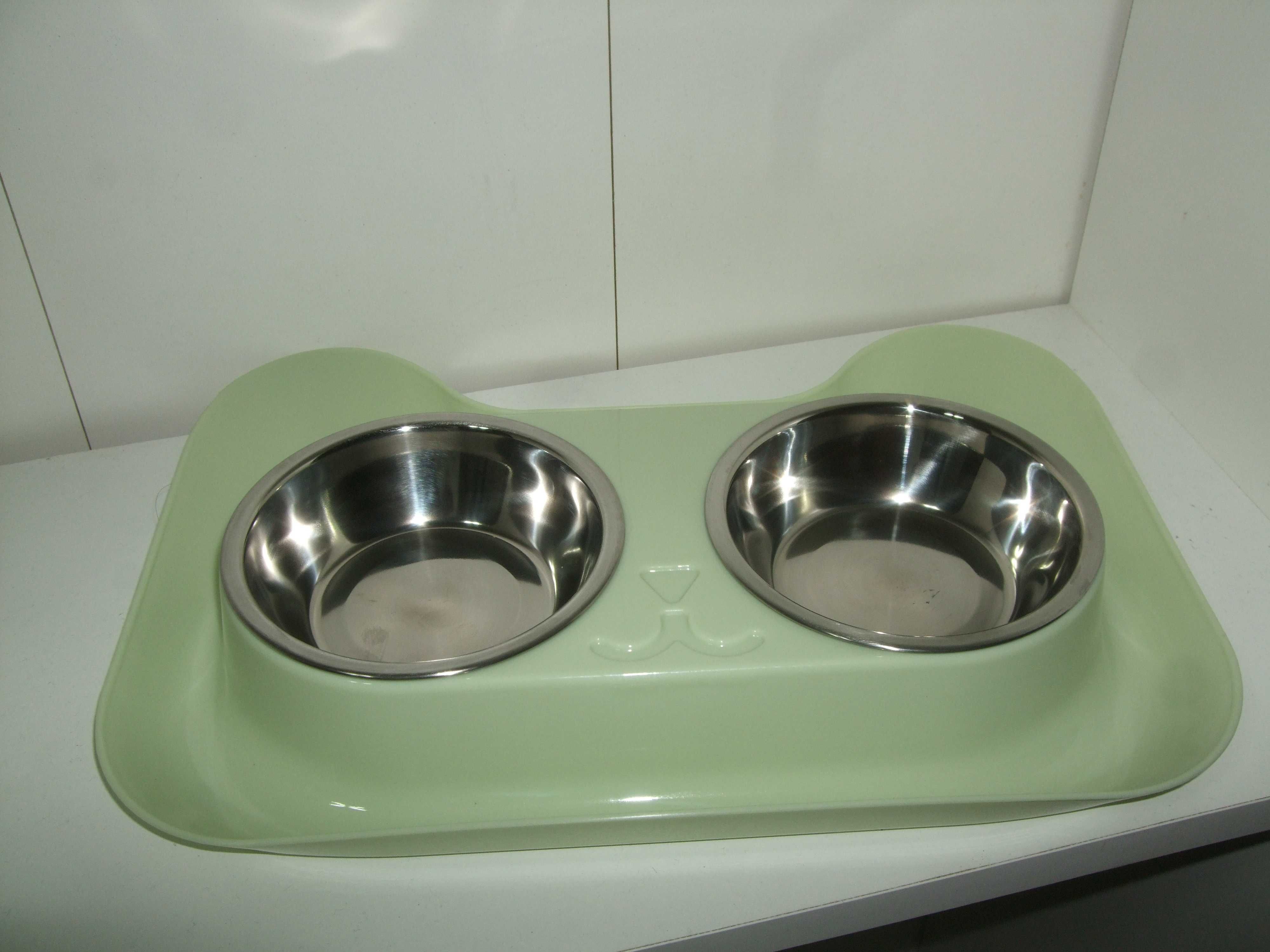 MISKA PODWÓJNA dla KOTA PSA NIECHLAPIĄCA Podstawka pod Miski 2 x 200ml