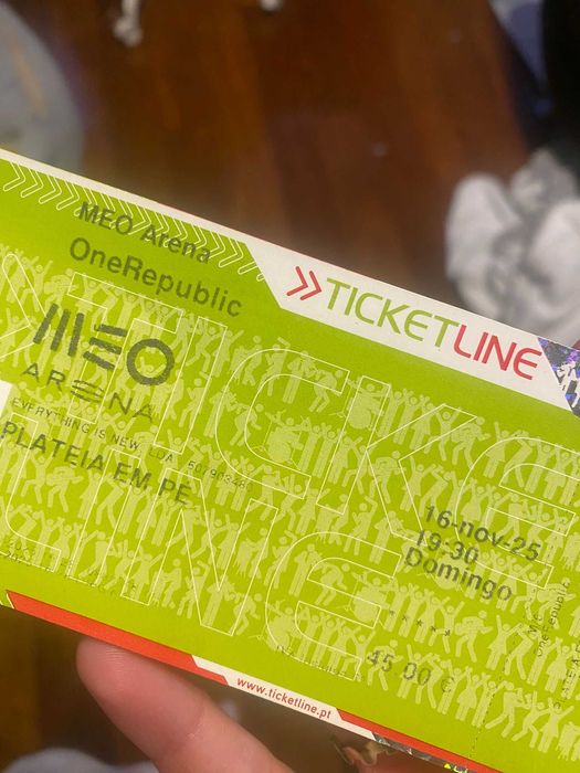 Vendo bilhete físico ONE REPUBLIC MEO ARENA