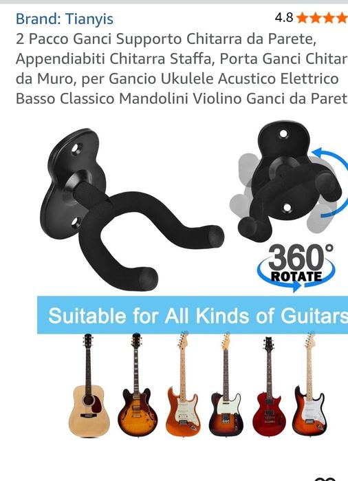 Suporte/gancho de pararede para guitarra / instrumentos musicais