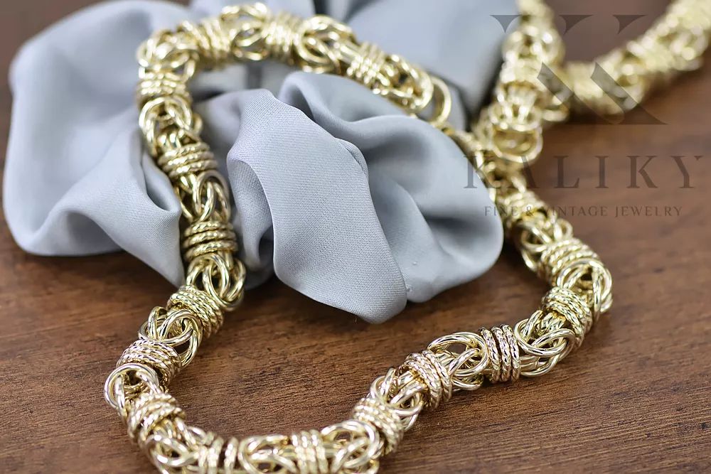 Złoty łańcuszek 14k 585 Królewski Bizantyjski pełny cc009y 10mm Wr