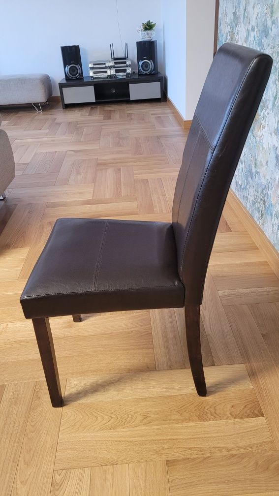 Krzesła eko skóra brązowe