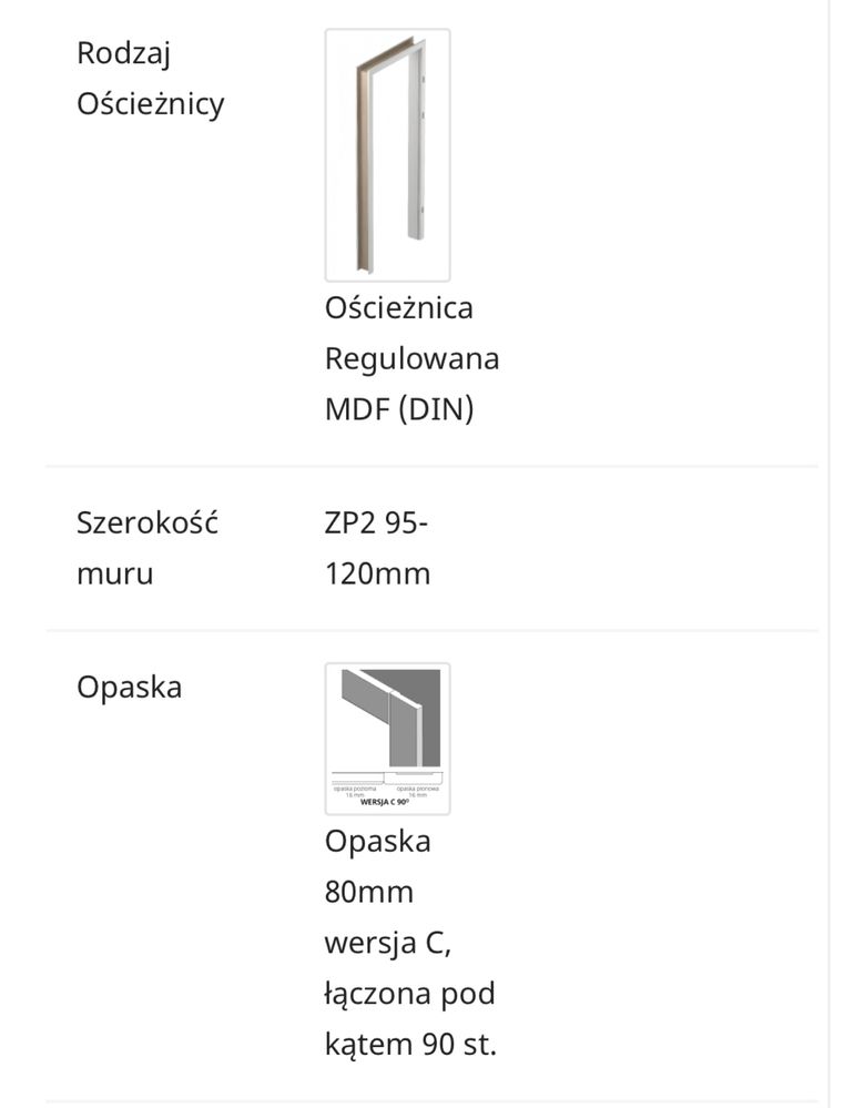 Nowe Drzwi z oscieżnicą pezprzylkowe Esto firmy Pol Skone