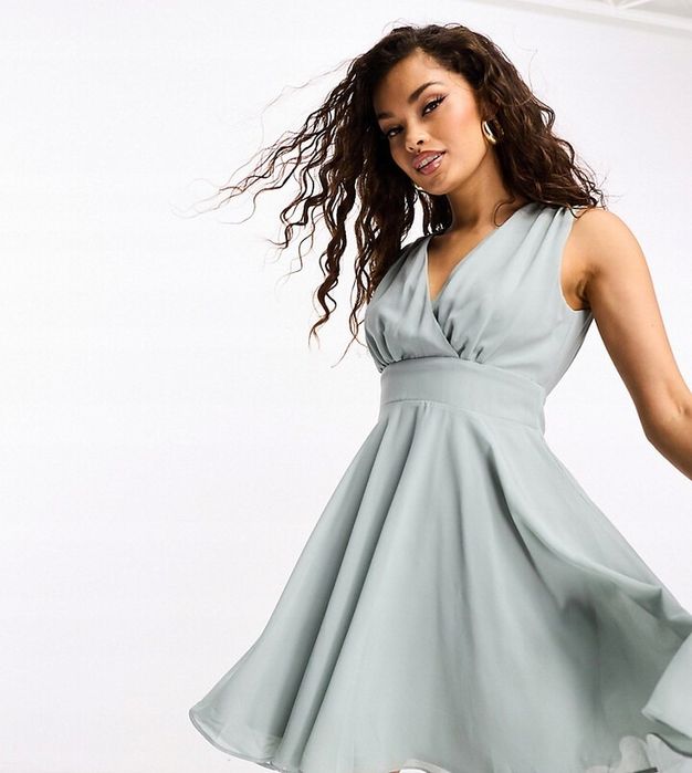 Tfnc 44 Xxl Rozkloszowana Sukienka Mini Sage H15998