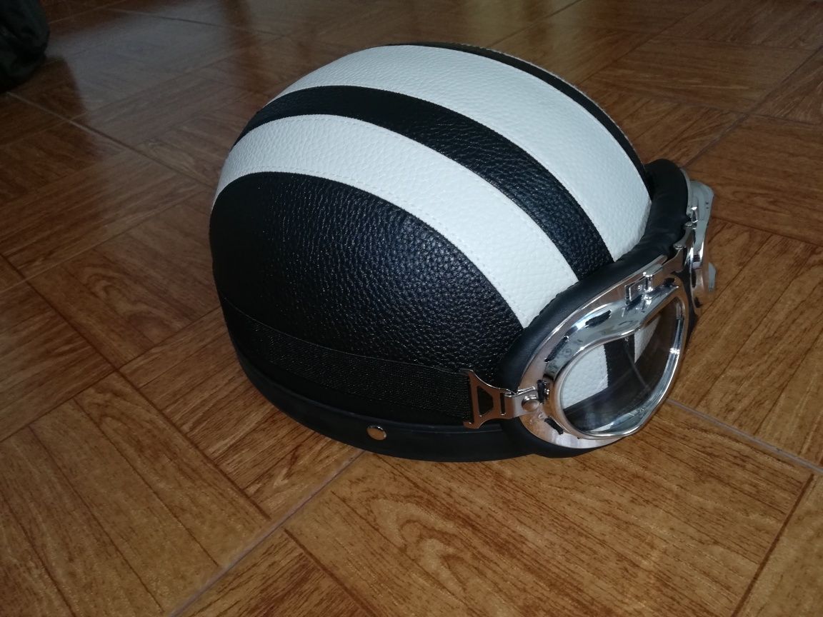 Capacete motard estilo vintage googles