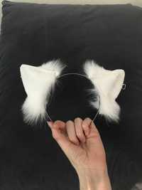 white cat ears on hairband cosplay furry białe kocie uszy uszka