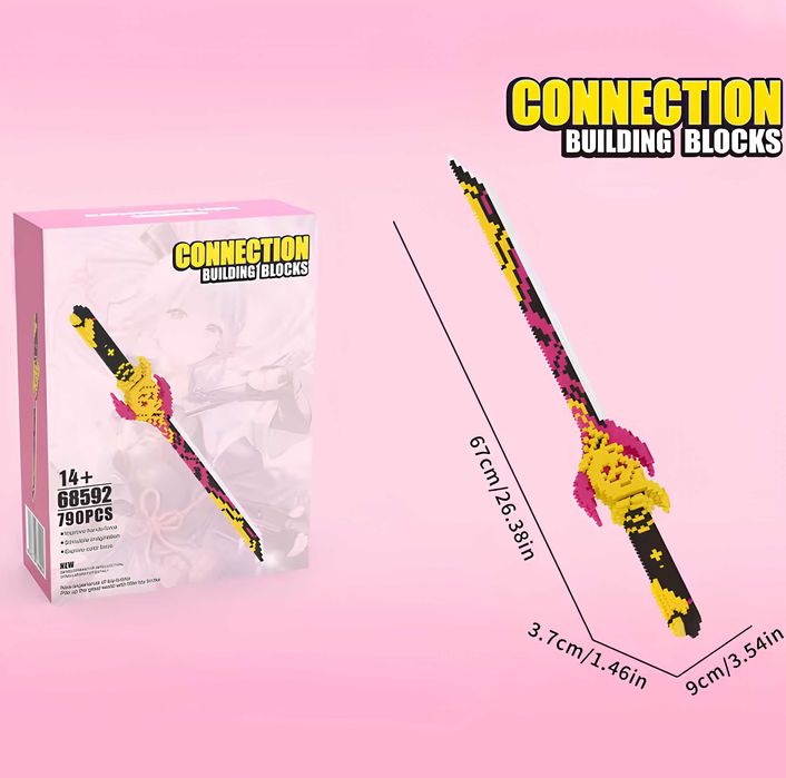 Klocki plastikowe dla chłopca miecz katana do układania na prezent