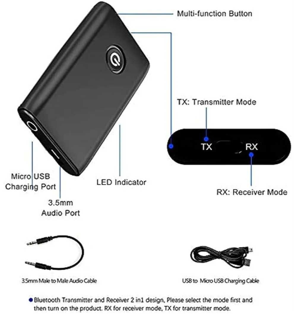 Bezprzewodowy adapter audio Bluetooth 3,5 mm 2w1 TX RX 10metrów B10S