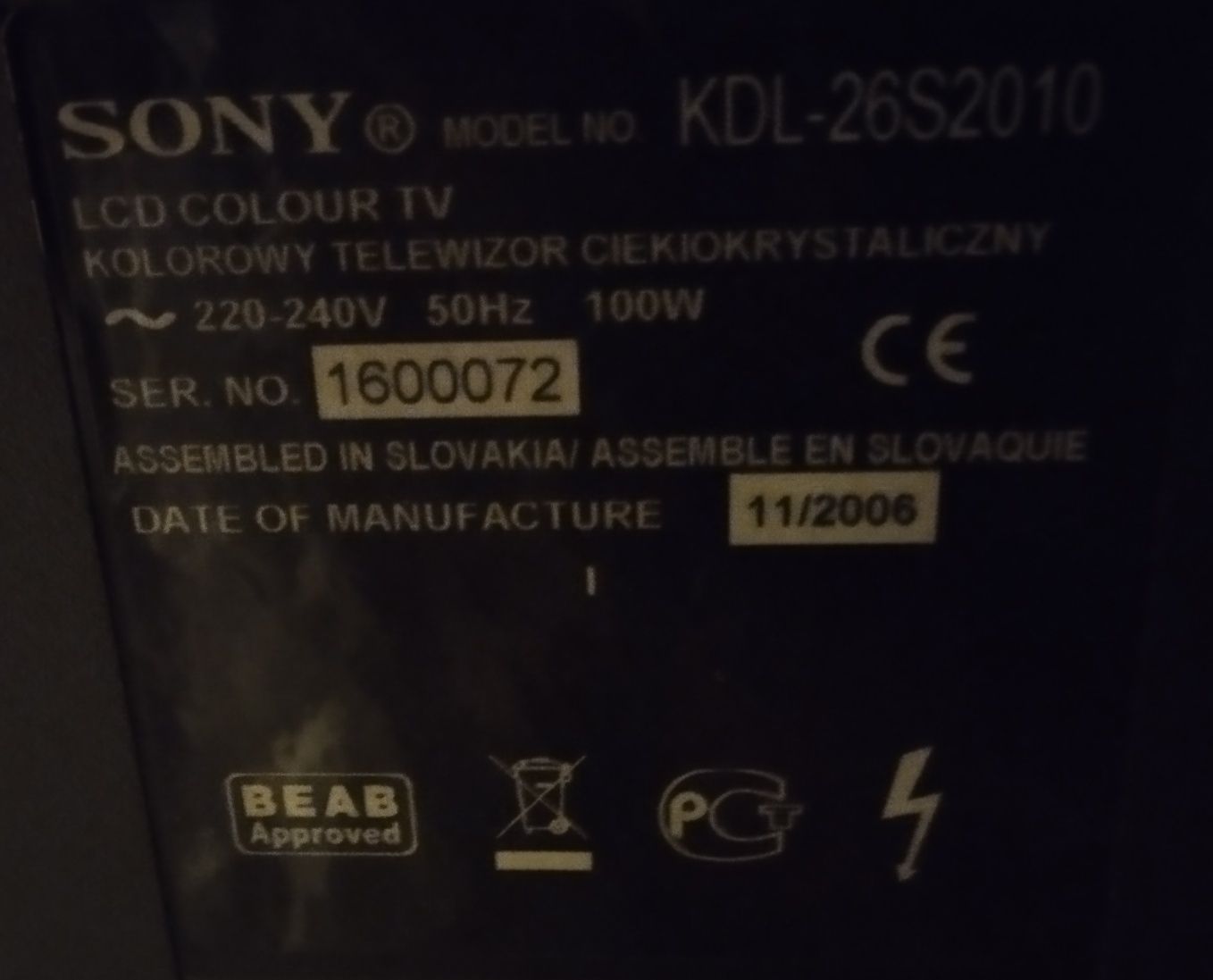 TV Sony Bravia 26