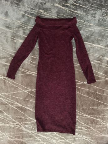 Платье размер с теплое бордовое