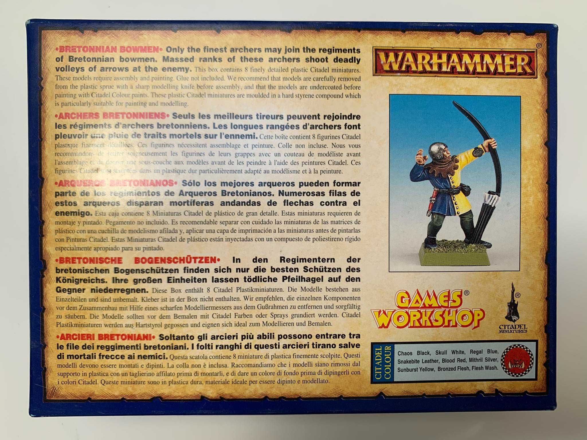 Warhammer Fantasy Battle: Bretonnian Bowmen - box, wypraski, 1996 r.