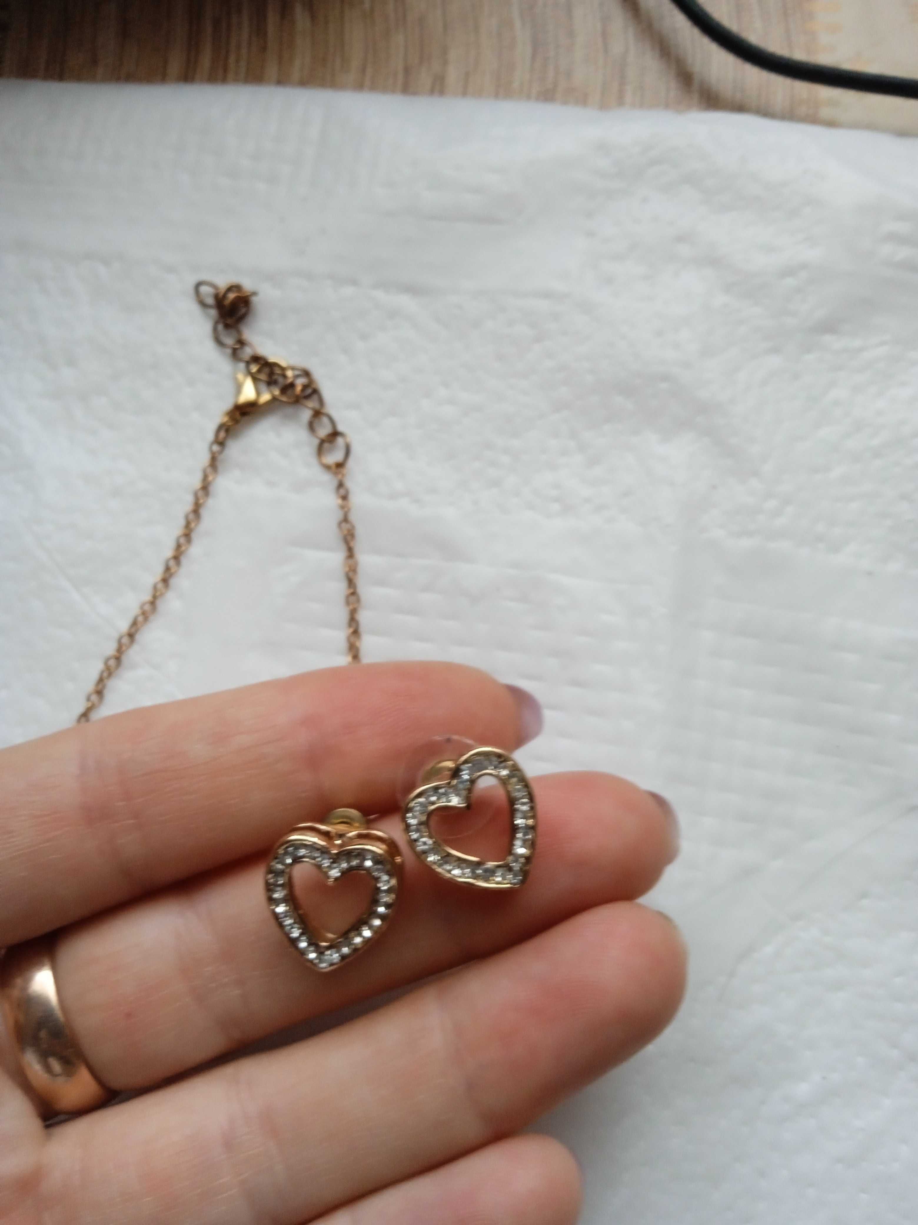 Комплект набор украшений сердце ювелирная бижутерия серьги кулон