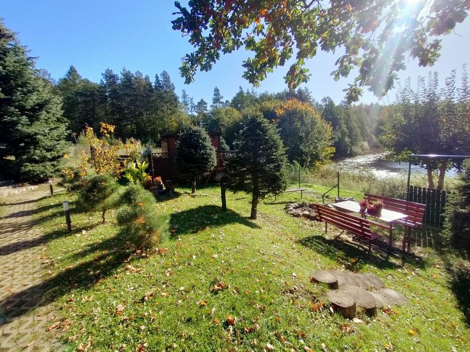 Domek Kajetan z jacuzzi/balią na Kaszubach nad jeziorem Deka