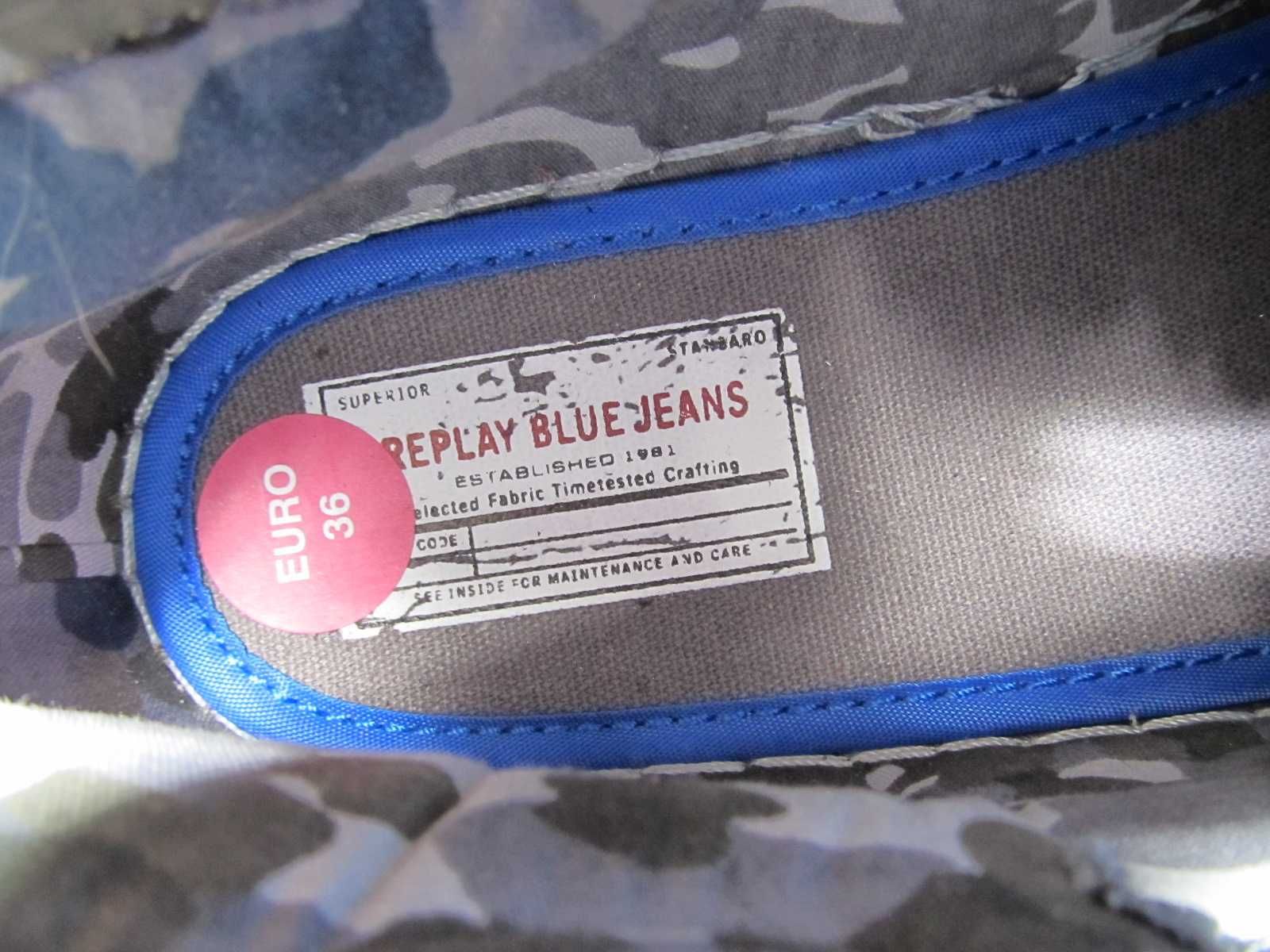 r.36 nowe REPLAY Blue Jeans trampki 22 - 23 cm skate sneakers