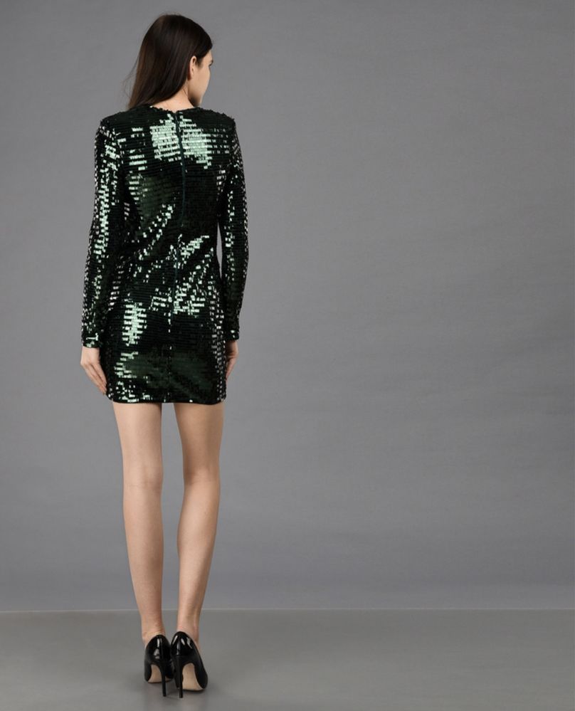 Срочно!!! Зеленое платье H&M с пайетками — размер34, 36