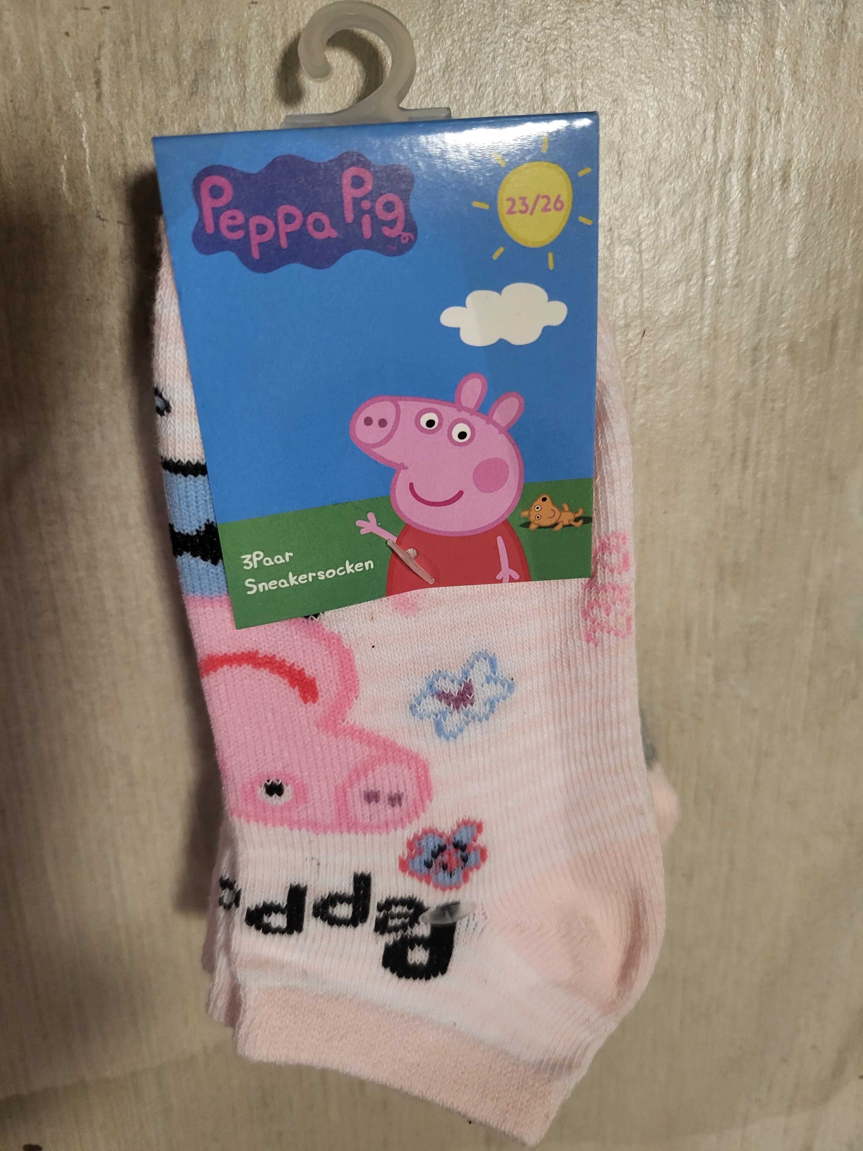 świnka Peppa Disney komplet 3 par skarpet rozm. 27/30