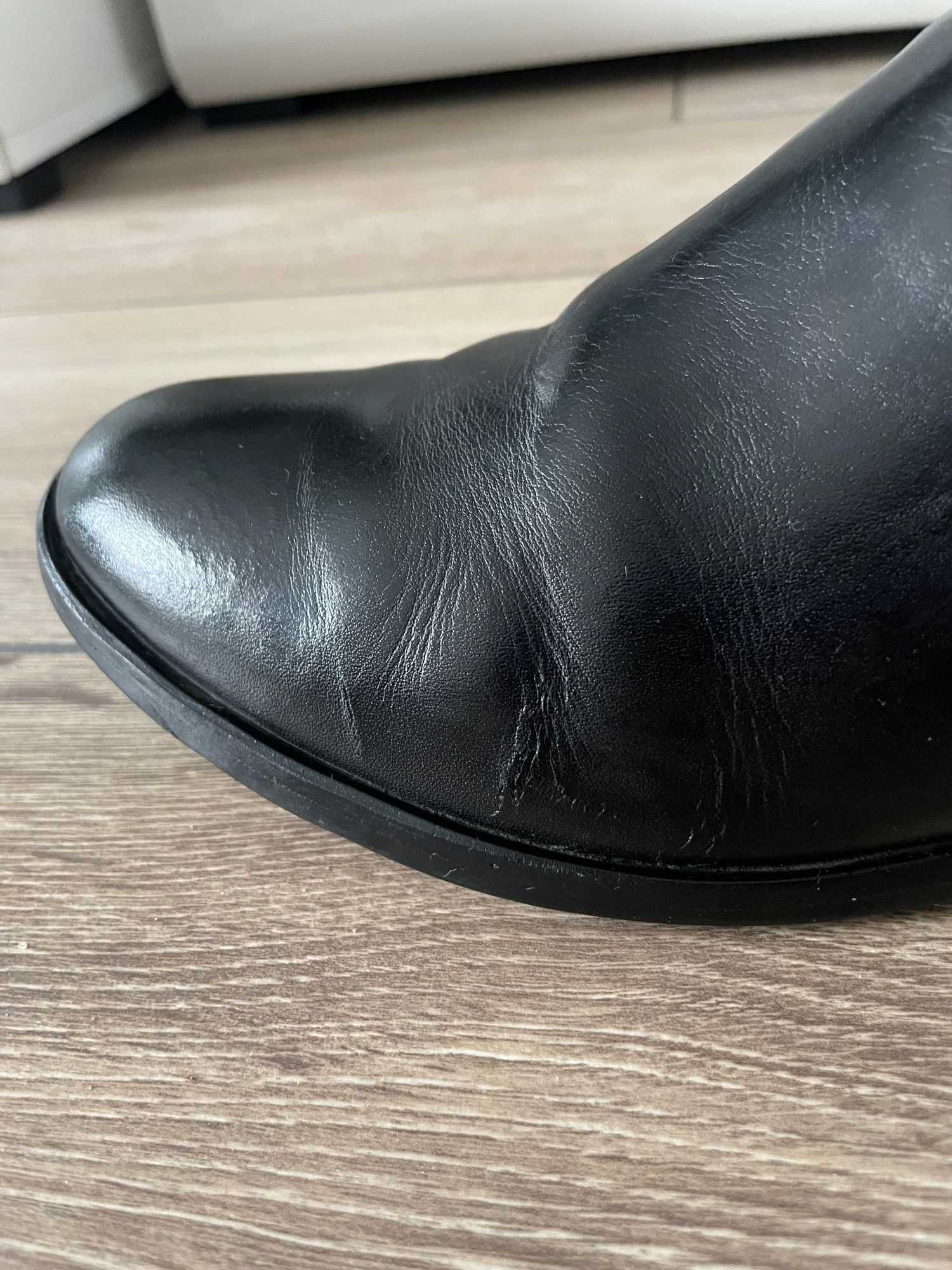 Sztyblety botki damskie czarne skórzane rozm. 39