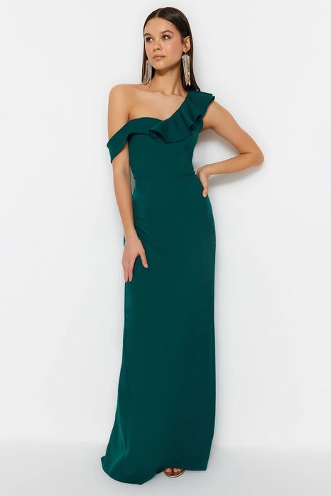 Trendyol 42 Xl Sukienka Zielona Maxi Wieczorowa H16480