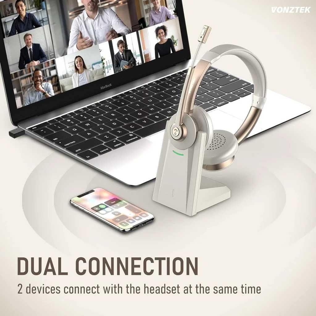 Vonztek Zestaw Słuchawkowy Bluetooth z Mikrofonem -