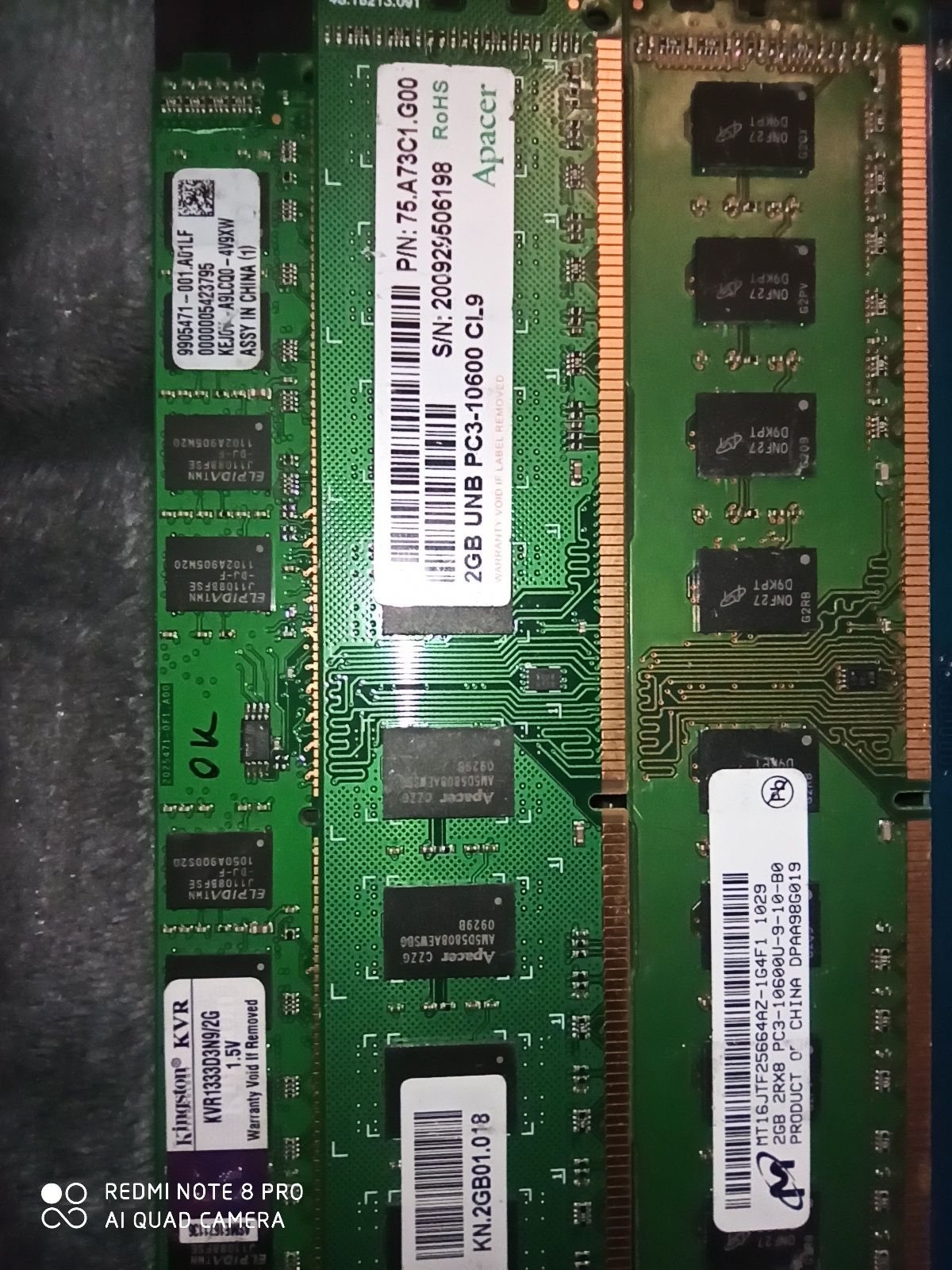 Лот Оперативной Памяти 2GB 10600U 1333MHz 1-2rx8 DDR3 ОПТ по 30грн
