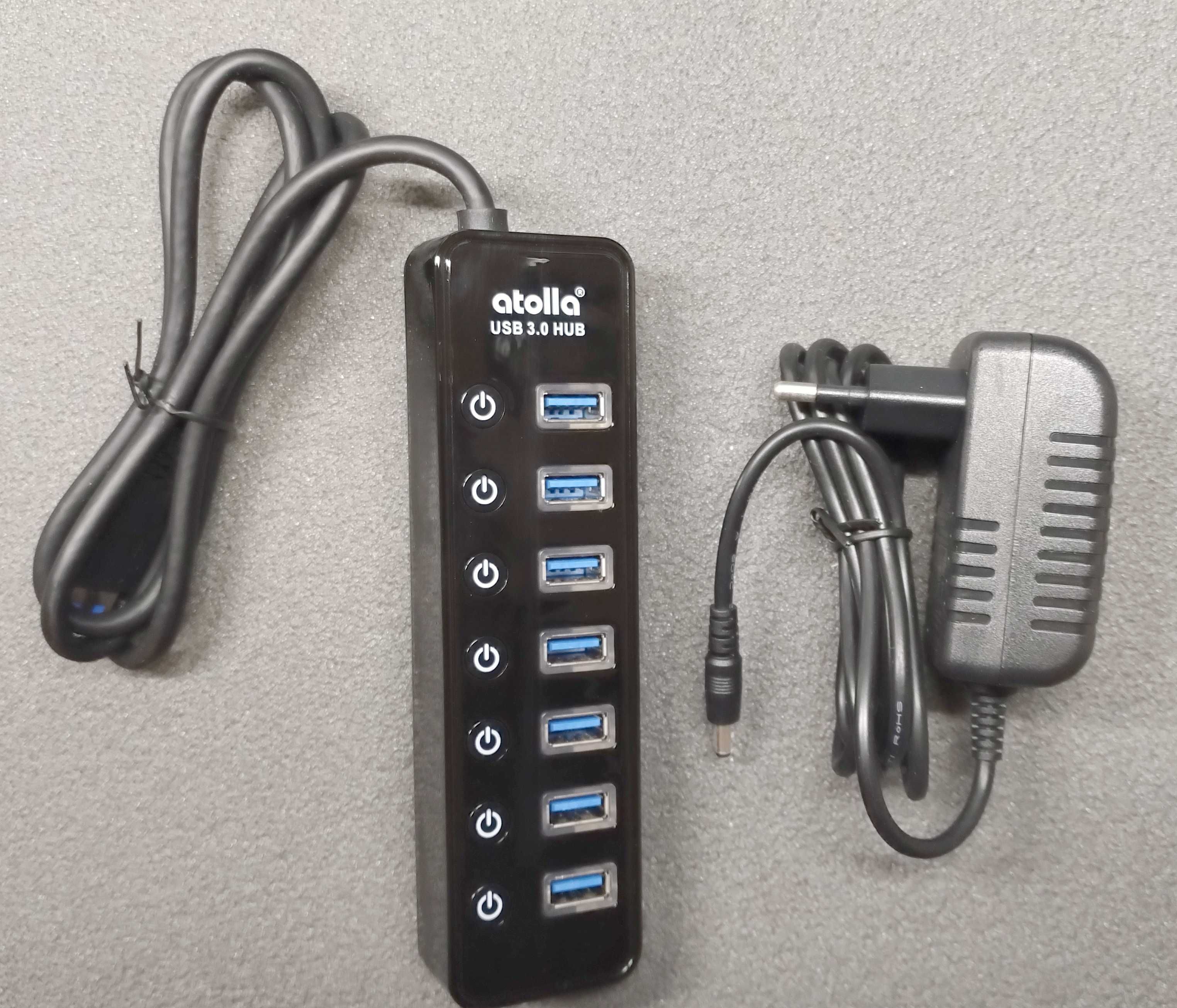 Aktywny HUB USB 3.0 zasilacz, 8 portów w tym 1 inteligentny ładowania