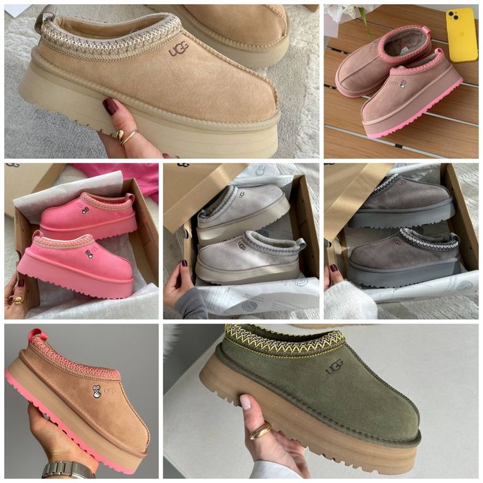 р36-41 Жіночі замшеві уггі Ugg Tasman Platform Black Beige Khaki Grey