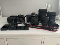 Aparat lustrzanka Canon 5D Mark IV zestaw obiektywow + lampa + baterie
