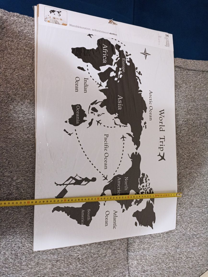 Naklejka ścienna dekoracyjna atlas mapa świata
