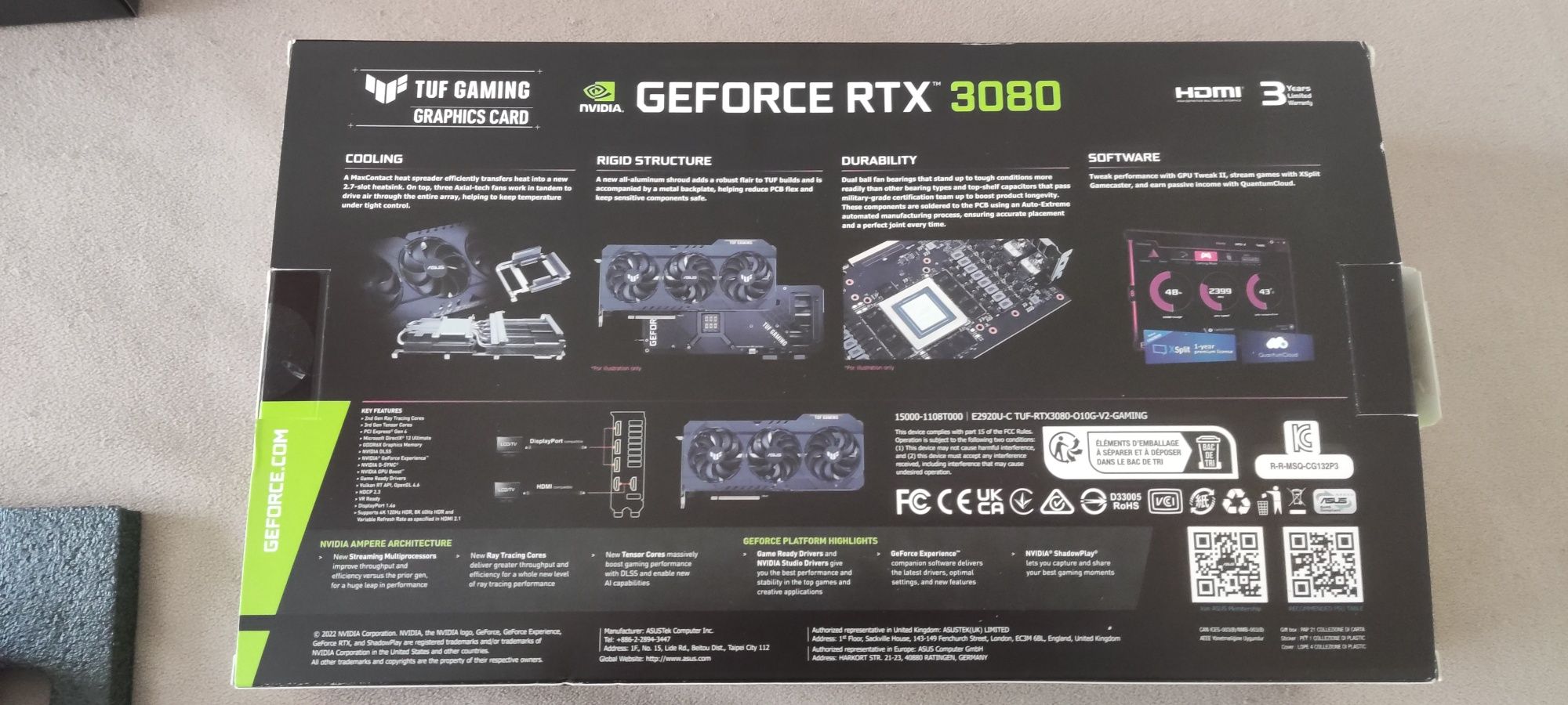 Asus TUF Gaming GeForce RTX 3080 V2 OC Edition LHR 10GB GDDR6X